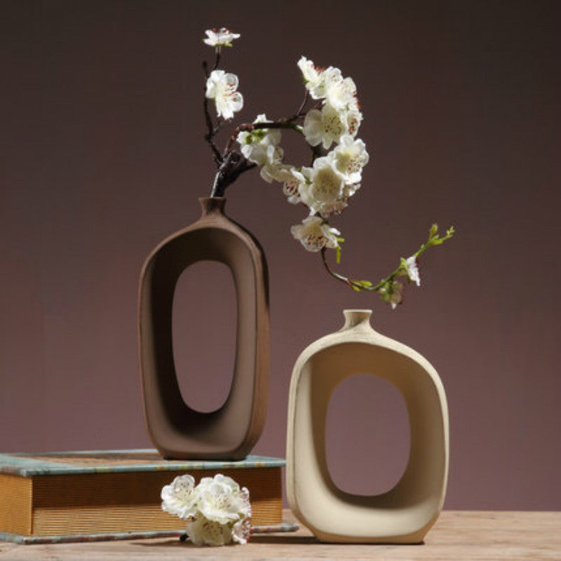 Three-piece ceramic vase modern organic