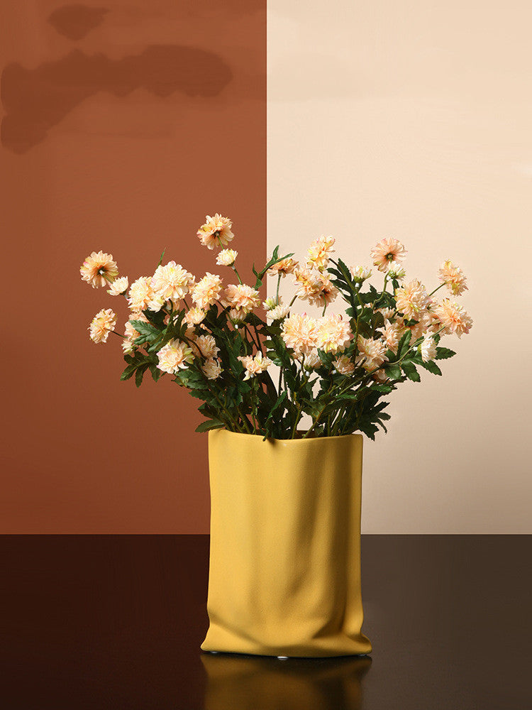 Vase minimalist Electroplated Silver Ceramic Vase Floral Soft Decoration