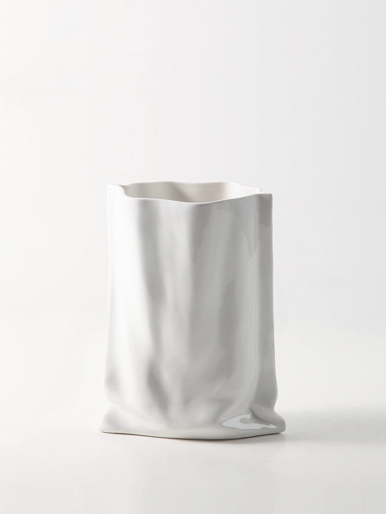 Vase minimalist Electroplated Silver Ceramic Vase Floral Soft Decoration