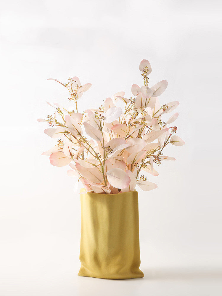 Vase minimalist Electroplated Silver Ceramic Vase Floral Soft Decoration