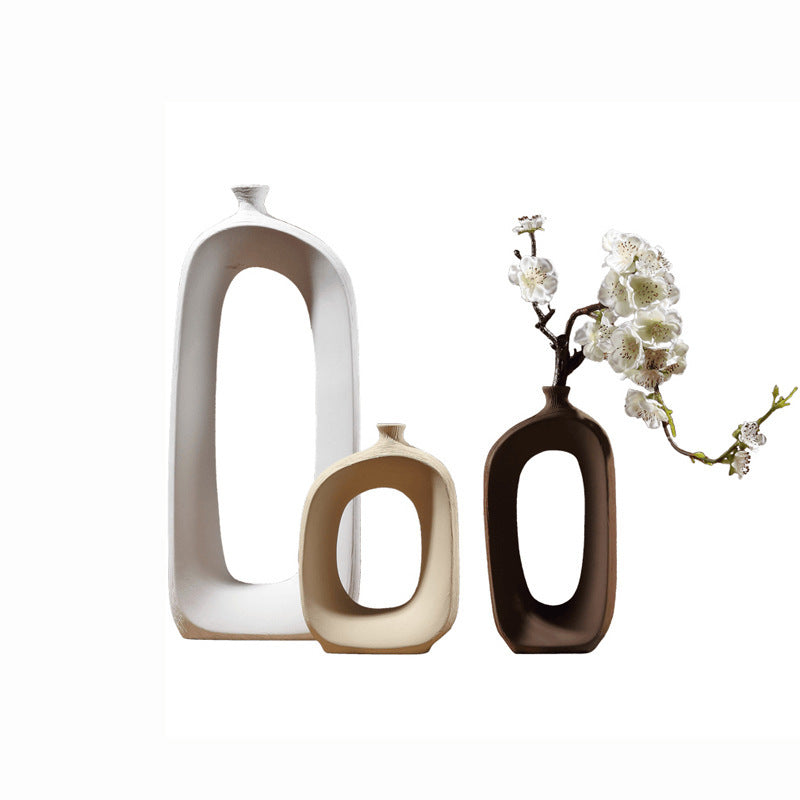 Three-piece ceramic vase modern organic