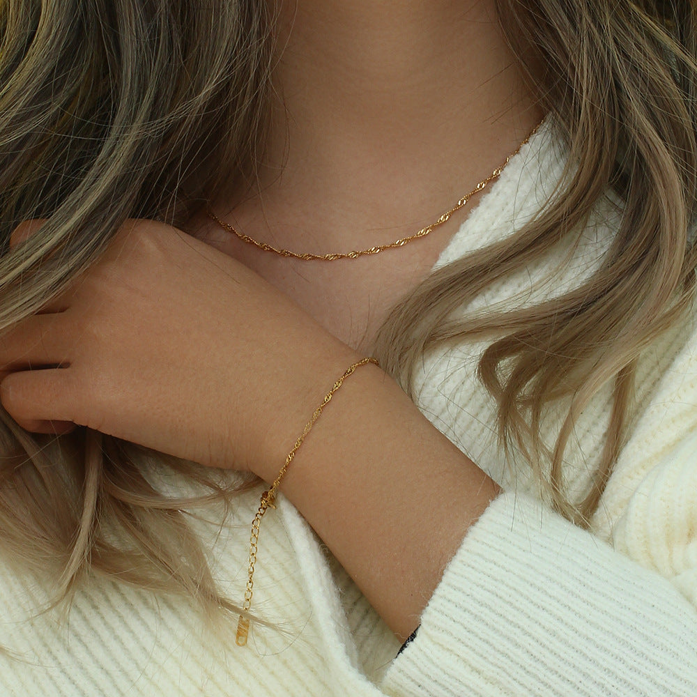 Sleutelbeenketting vlekvrye staal Geplateerde 18K watergolfkettingarmband