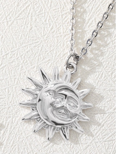 Sun Pendant Necklace Women Gold Plated 18K