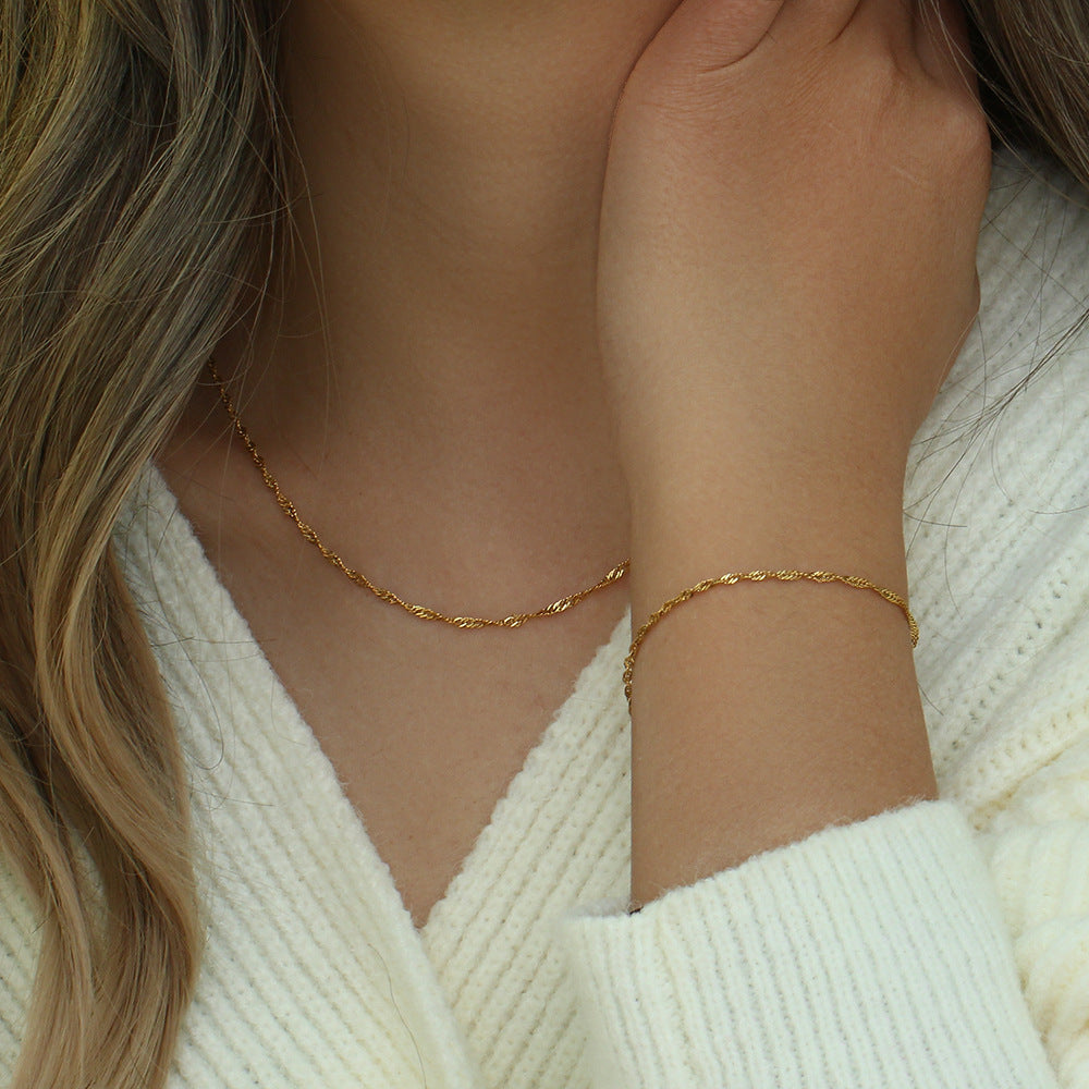 Sleutelbeenketting vlekvrye staal Geplateerde 18K watergolfkettingarmband