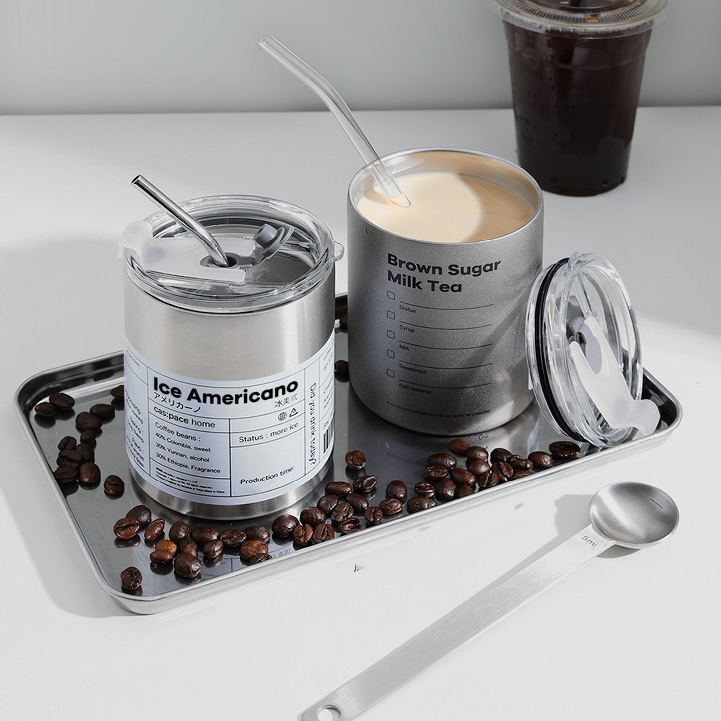 Portable Coffee On-the-Go Mug Insulation With Straw