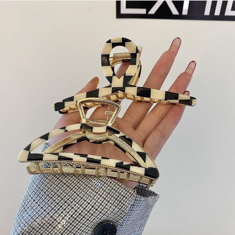 Black And White Chessboard Check Hair Card Headwear