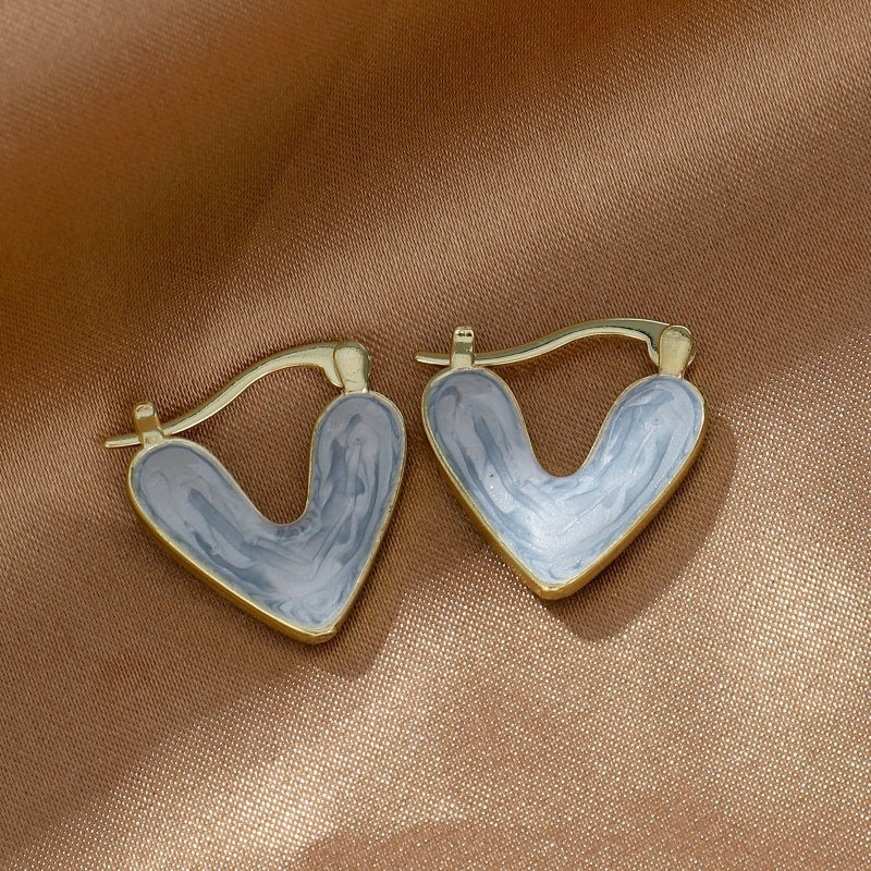 French Style Minimalist Heart-shaped Drop Glazed Earrings With Women's High-end Feel, Light Luxury, Niche Earrings, New Popular Peach Heart Earrings
