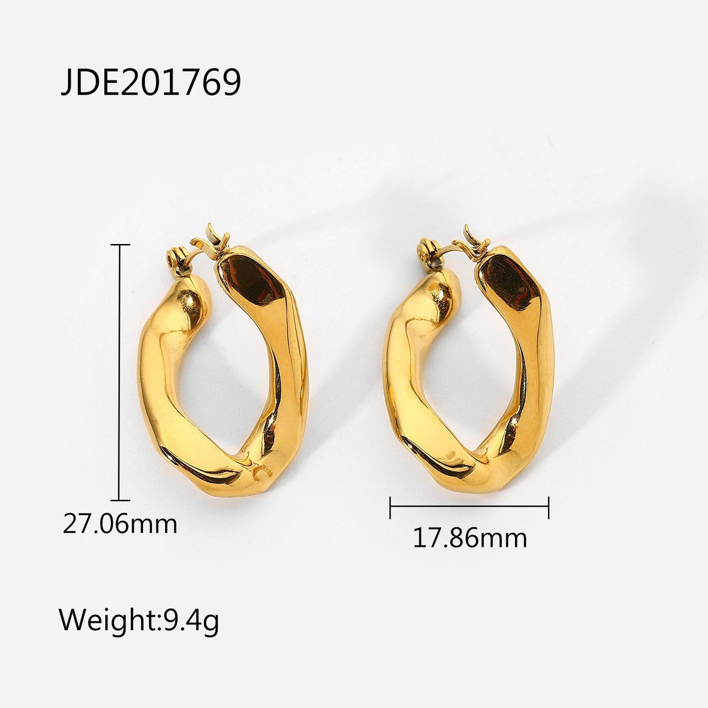 18k Gold Stainless Steel Flat U-ring Earrings