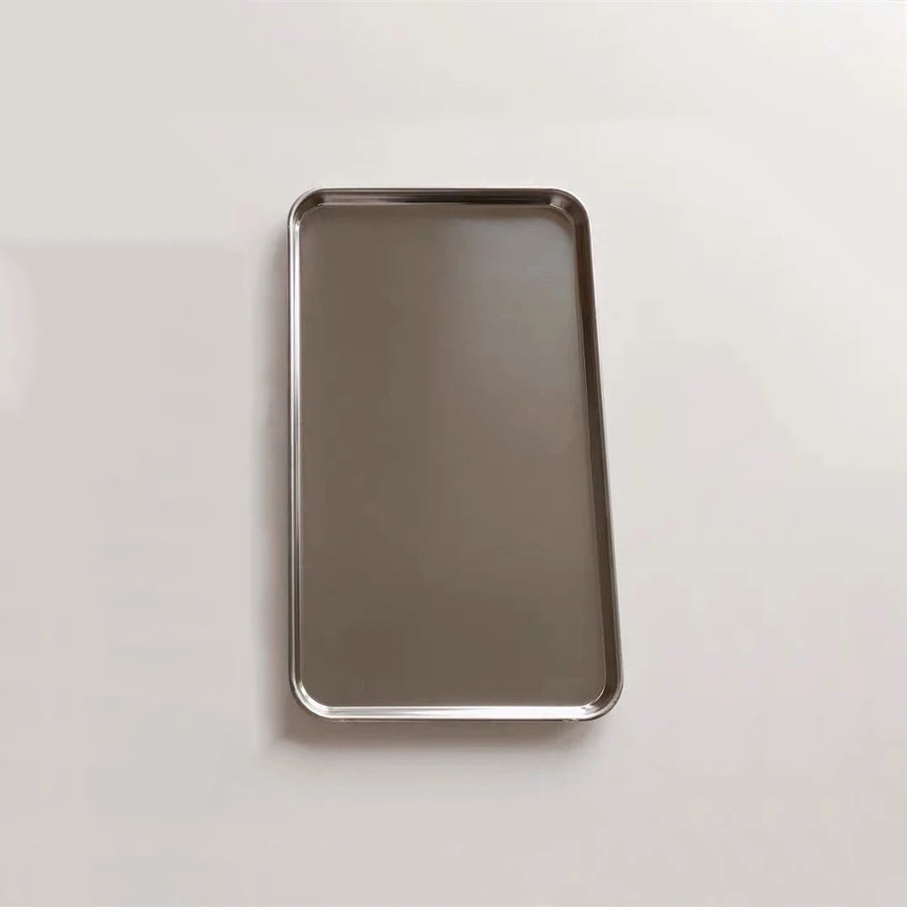 Nordic Stainless Steel Rectangular Cafe Tray Mid Century