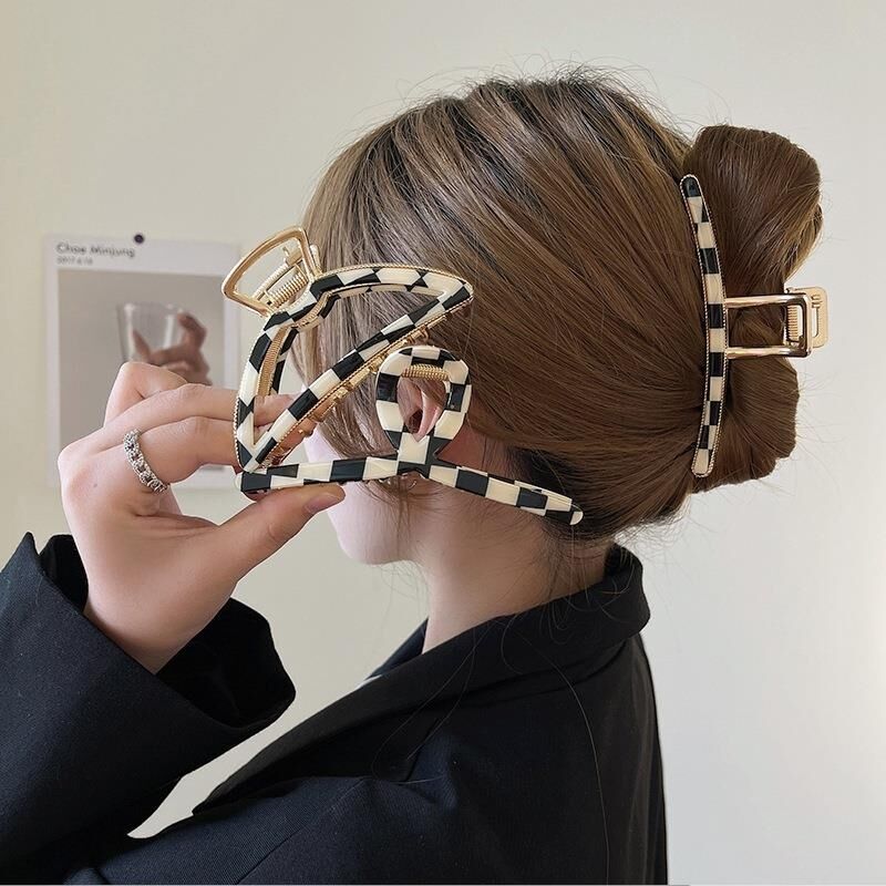Black And White Chessboard Check Hair Card Headwear