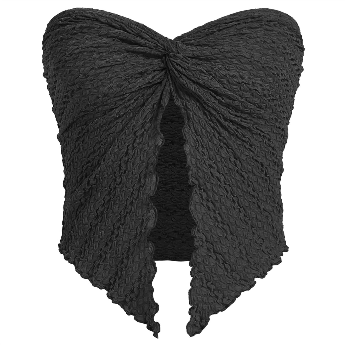 Natural Pleated Twist Tube Top Backless Top