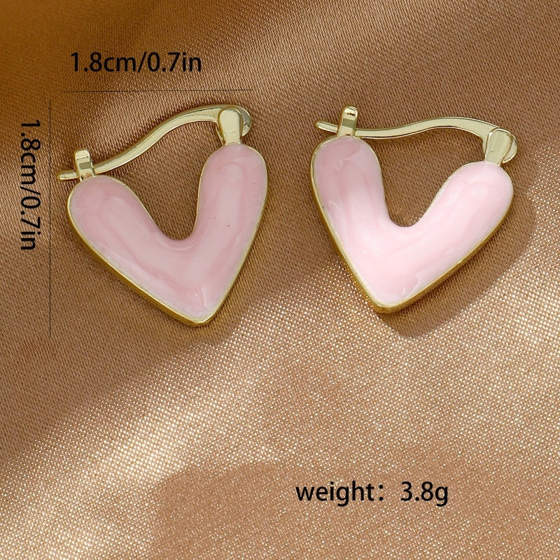 French Style Minimalist Heart-shaped Drop Glazed Earrings With Women's High-end Feel, Light Luxury, Niche Earrings, New Popular Peach Heart Earrings