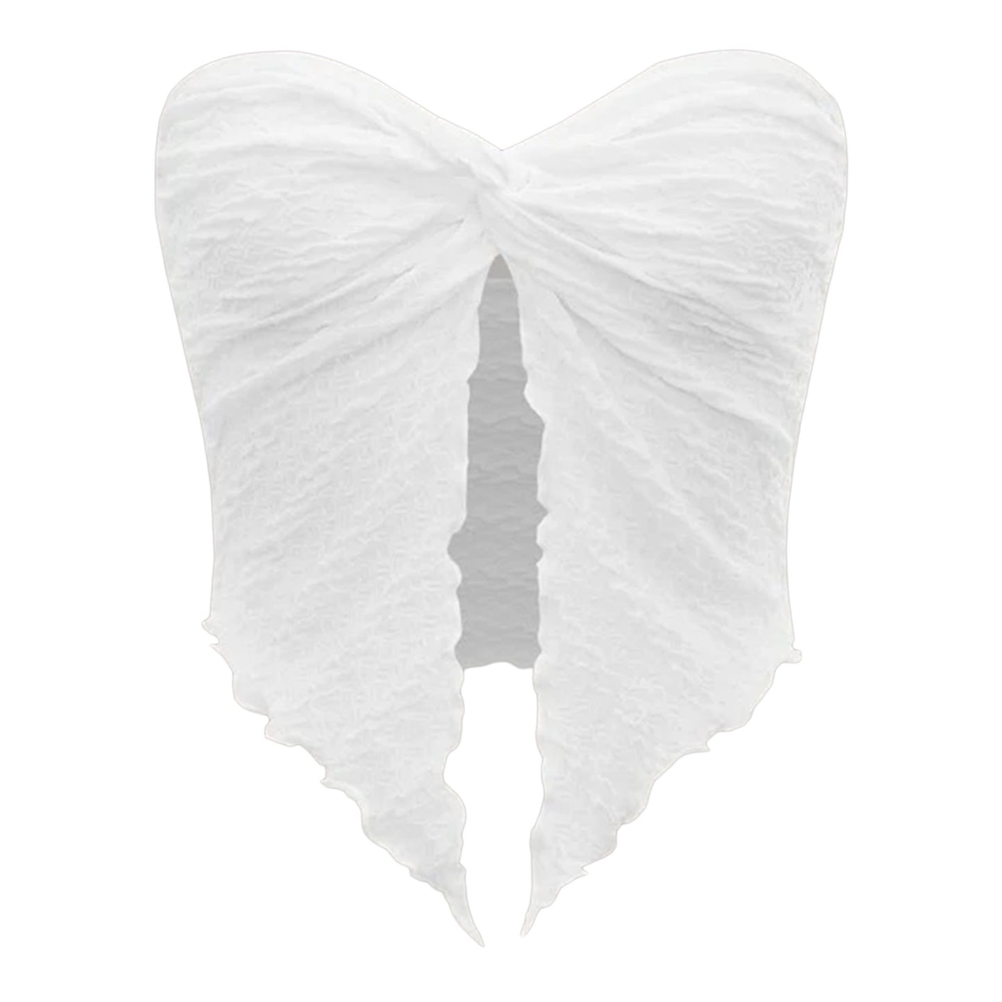 Natural Pleated Twist Tube Top Backless Top