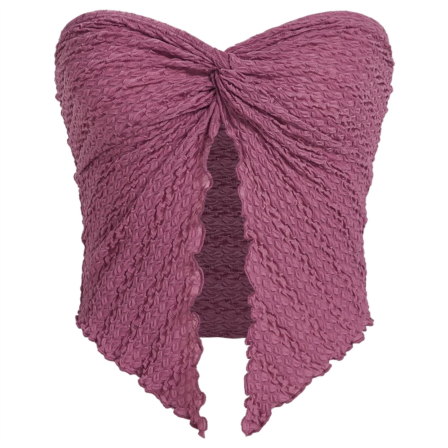 Natural Pleated Twist Tube Top Backless Top