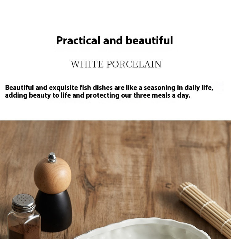 Rock Pattern Ceramic Deep Fish Steaming Plate Ceramic