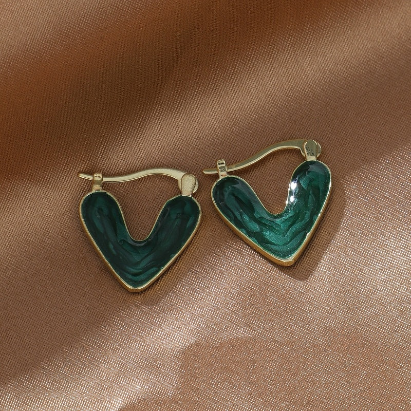 French Style Minimalist Heart-shaped Drop Glazed Earrings With Women's High-end Feel, Light Luxury, Niche Earrings, New Popular Peach Heart Earrings